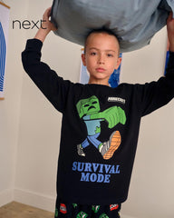 NEXT BLACK MINECRAFT SURVIVAL MODE LONG SLEEVE T-SHIRT