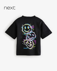 NEXT BLACK OVERSIZED BACK PRINTED T-SHIRT