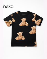 NEXT BLACK TEDDY BEAR SHORT SLEEVE T-SHIRT