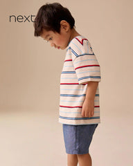 NEXT BLUE AND RED STRIPED SHORT SLEEVE T-SHIRT