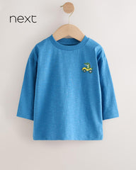 NEXT BLUE ANIMAL ON TRANSPORT LONG SLEEVE T-SHIRT