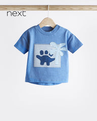 NEXT BLUE DINO APPLIQUE PRINTED T-SHIRT