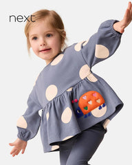 NEXT BLUE POLKA DOT PEPLUM LADYBIRD TOP