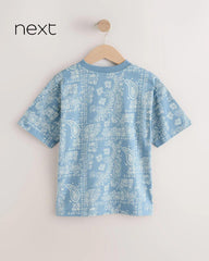 NEXT BLUE RELAX FIT OVERALL PRINT T-SHIRT