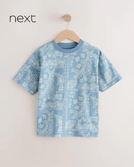 NEXT BLUE RELAX FIT OVERALL PRINT T-SHIRT