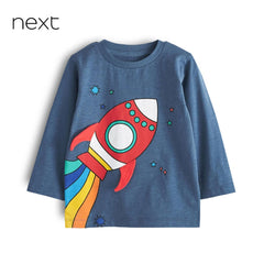 NEXT BLUE ROCKET LONG SLEEVE COTTON T-SHIRT