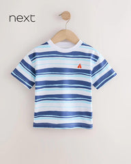 NEXT BLUE STRIPED PRINTED SHORT SLEEVE T-SHIRT