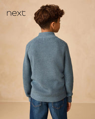 NEXT BLUE UTILITY ZIP NEXT KNITTED JUMPER