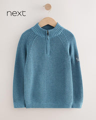 NEXT BLUE UTILITY ZIP NEXT KNITTED JUMPER