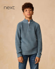 NEXT BLUE UTILITY ZIP NEXT KNITTED JUMPER
