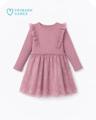 PRIMARK BLUSH BLOOM FRILL KNIT TULLE DRESS