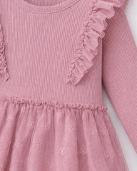 PRIMARK BLUSH BLOOM FRILL KNIT TULLE DRESS