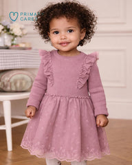 PRIMARK BLUSH BLOOM FRILL KNIT TULLE DRESS