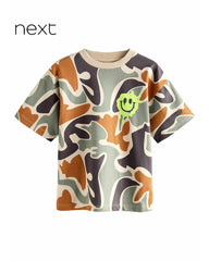 NEXT BOYS OVERSIZED ABSTRACT CAMO SMILEY T-SHIRT