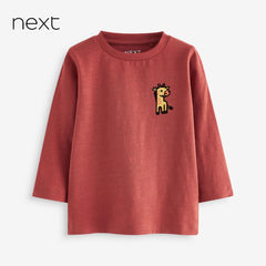 NEXT BRICK RED ANIMAL LONG SLEEVE T-SHIRT