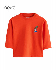 NEXT BRIGHT ORANGE LONG SLEEVE PRINTED T-SHIRT