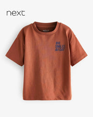 NEXT BROWN BIG SMILES SHORT SLEEVE T-SHIRT