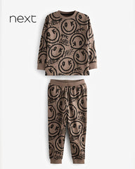 NEXT BROWN PRINTED LONG SLEEVE T-SHIRT AND TROUSER SET