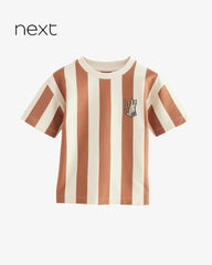 NEXT BROWN STRIPED SHORT SLEEVE T-SHIRT
