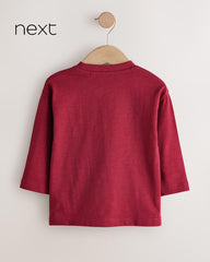 NEXT BURGUNDY SMILE LONG SLEEVE RELAX FIT T-SHIRT