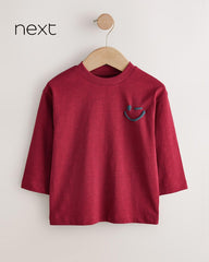 NEXT BURGUNDY SMILE LONG SLEEVE RELAX FIT T-SHIRT