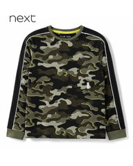 NEXT CAMOUFLAGE LONG SLEEVE T-SHIRT WITH SIDE-STRIPE DETAIL