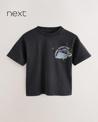 NEXT CHARCOAL ACID WASH BACK PRINT T-SHIRT