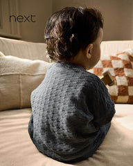 NEXT CHARCOAL BABY OVERSIZED TEXTURED KNITTED COTTON JUMPER