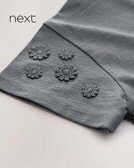 NEXT CHARCOAL COTTON DAISY SHORT SLEEVE T-SHIRT