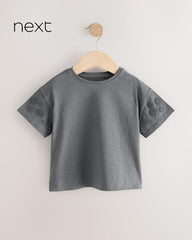 NEXT CHARCOAL COTTON DAISY SHORT SLEEVE T-SHIRT