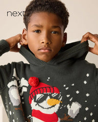 NEXT CHARCOAL GREY SNOWMAN HOODED JUMPER