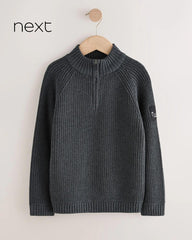NEXT CHARCOAL GREY UTILITY ZIP NEXT KNITTED JUMPER
