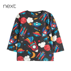 NEXT CHARCOAL LONG SLEEVE SPACE T-SHIRT
