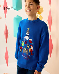 NEXT COBALT BLUE GAMING CHIRISTMAS JUMPER