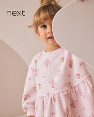 NEXT CREAM FLORAL SWEAT DRESS