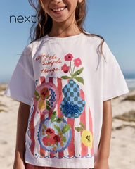 NEXT CREAM OVERSIZED SEQUIN GRAPHIC PRINT T-SHIRT