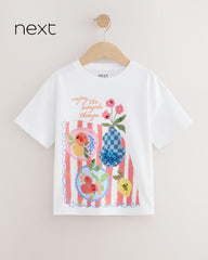 NEXT CREAM OVERSIZED SEQUIN GRAPHIC PRINT T-SHIRT