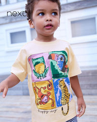 NEXT ECRU SAFARI ANIMAL GRAPHIC PRINT COTTON T-SHIRT