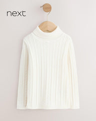 NEXT ECRU WHITE CABLE KNIT HIGH NECK JUMPER