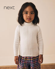 NEXT ECRU WHITE CABLE KNIT HIGH NECK JUMPER