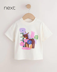 NEXT ECRU WHITE HORSE SHORT SLEEVE T-SHIRT