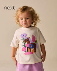 NEXT ECRU WHITE HORSE SHORT SLEEVE T-SHIRT