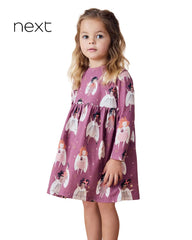 NEXT FAIRY PRINT LONG SLEEVE COTTON JERSEY DRESS