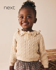 NEXT GIRLS ECRU CASHMERE BLEND SWEATER