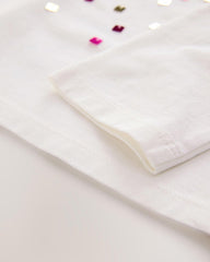 NEXT GIRLS WHITE HEART SEQUIN LONG SLEEVE T-SHIRT