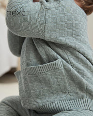 NEXT GREEN BABY OVERSIZED TEXTURED KNITTED COTTON JUMPER