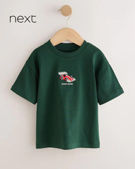 NEXT GREEN EMBROIDERED RACE CAR SHORT SLEEVE T-SHIRT
