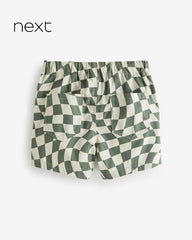 NEXT GREEN PULL ON CHECKERBOARD SHORTS