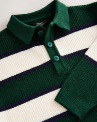 NEXT GREEN STRIPED KNITTED RUGBY JUMPER