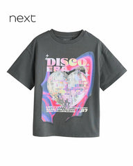 NEXT GREY SEQUIN GLITTERBALL RELAX FIT T-SHIRT